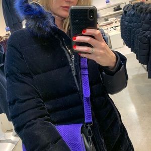 Blue fur, blue velvet, puffer jacket!
